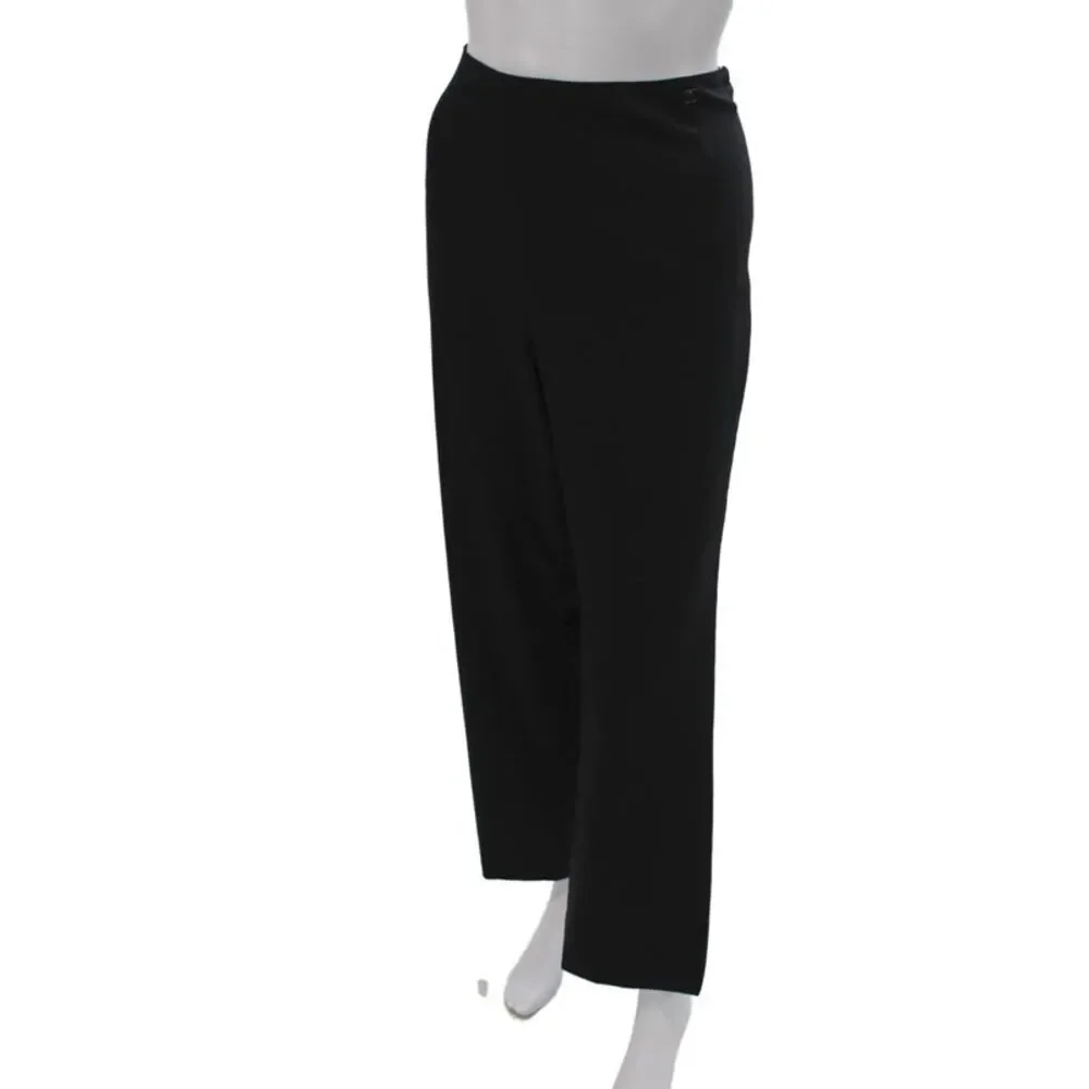Chanel Womens Dress Pants Black Escorial Wool Zip Size 44
